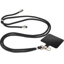 Lanière Tour de Cou pour Téléphone Réglable 85cm Languette d'Attache Noir
