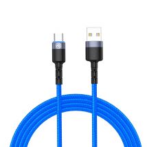 Cable de datos USB a Type-C Tellur con luz LED, 3 A, 1,2 m, azul - Nuevo