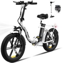 Vélo électrique pliable 20 EK6- Batterie amovible - Freins à Double Disque - Blanc