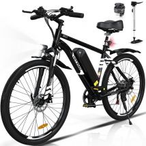 Vélo électrique BK15 Ebike Tout terrain 26 Pouces 7 Transmission Batterie Amovible Adulte Noir