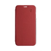 Étui pour iPhone 12/iPhone 12 Pro Folio Premium en Cuir avec Dos en Cristal Rouge