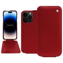 Funda de piel Apple iPhone 15 Pro Max - Solapa vertical - Rojo - Piel lisa - Nuevo