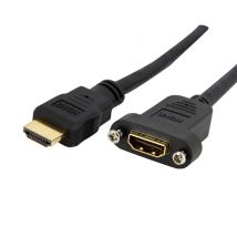 StarTech.com Adaptateur HDMI 1m - Câble HDMI 4K30Hz Haut Débit pour Montage sur Panneau - Bande Passante 10.2 Gbps - HDMI 4K à HDMI F/M - Câble de 