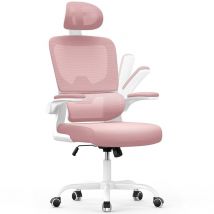 Chaise d'ordinateur pivotante avec fonction de basculement pour le bureau à domicile-Rose