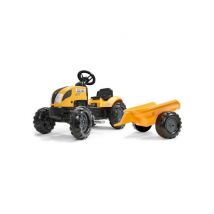 Tracteur à pédales FALK Mighty Builder – avec remorque, capacité 30 kg, jaune/noir