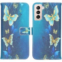 imoshion Design Softcase Bookcase pour Samsung Galaxy S21 Plus - Blue Butterfly