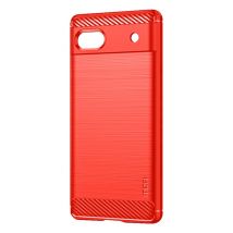 Google Pixel 6a Carcasa blanda efecto carbono y metal pulido MOFI rojo - Nuevo