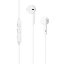 Auriculares WE con conector Lightning blanco. Cable de 1,20 mm, micrófono incorporado, mando a distancia integrado en el cable. - Nuevo