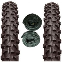 2 pneus VTT 24x1.90 + 2 chambres à air 24 AV (Fat Valve)