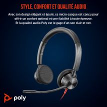 Poly Auriculares estéreo Blackwire 3325 con certificación Microsoft Teams USB-C + Conector de 3,5 mm + Adaptador USB-C/A - Nuevo