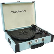 Madison Sound MAD-RETROCASE-BLU Tourne-disque à entraînement direct Bleu Manuel