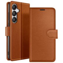 Étui Portefeuille pour Galaxy S25 / S24 avec Support et Languette Magnétique Marron