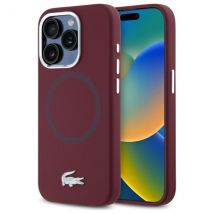 Étui Lacoste pour iPhone 15 Pro Max 6.7 bordeaux étui rigide Silicone Croco Logo MagSafe