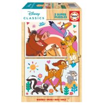 Puzzles de Madera Disney : Juego de 2 Puzzles de Animales de 16 Piezas - Nuevo