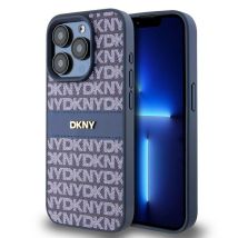 Etui DKNY do iPhone 15 Pro 6.1 niebieski/blue hardcase Leather Mono Stripe & Metal Logo