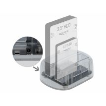 DeLOCK Estación de acoplamiento USB Type-C para 2 x unidad SATA HDD/SSD transparentes - Nuevo