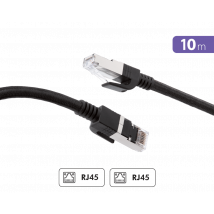 Câble Tressé RJ45 Ethernet CAT8 S/FTP 10m mâle/mâle Noir + Garantie à vie Force Power Lite