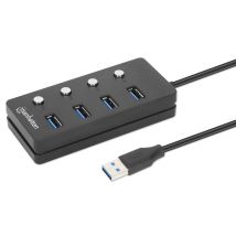 Manhattan 180887 hub & concentrateur USB 3.2 Gen 1 (3.1 Gen 1) Type-A 5000 Mbit/s Noir