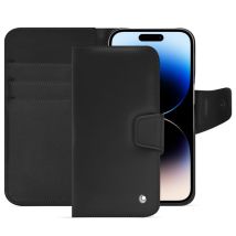 Apple iPhone 15 Pro Funda de piel - Solapa billetera - Negro - Piel lisa - Nuevo