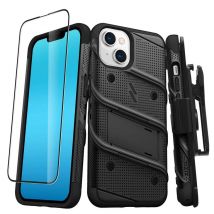 Coque Blindé Bolt iPhone 14 avec Support et Verre Trempé 9H Ultra Résistant Noir