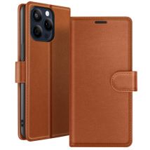 Étui Portefeuille pour iPhone 15 Pro Max avec Support et Languette Magnétique Marron