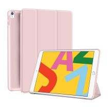 EVETANE Etui Smart Cover iPad 10.2 Pouces 2019/2020/2021 Rose à rabat avec support