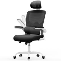Chaise d'ordinateur pivotante avec fonction de basculement pour le bureau à domicile-Blanc