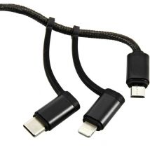 Câble multi-têtes AUTO-T 5-en-1 USB-A vers USB-C/USB-C double/Lightning/Micro-USB 100 cm Noir