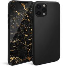 Moozy Minimalist Series Coque en silicone pour iPhone 12, iPhone 12 Pro, Noir – Finition mate fine et souple en TPU
