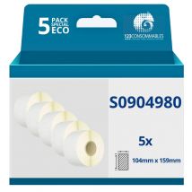 123CONSOMMABLES - Paquete de 5 rollos de etiquetas compatibles con DYMO LABELWRITER 4XL (S0904980) 104 mm x 159 mm - Nuevo