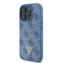 Étui Guess pour iPhone 16 Pro Max 6.9 bleu étui rigide Leather Metal Logo Strass Crossbody