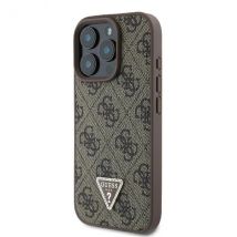 Étui Guess pour iPhone 16 Pro Max 6.9 marron étui rigide Leather Metal Logo Strass Crossbody