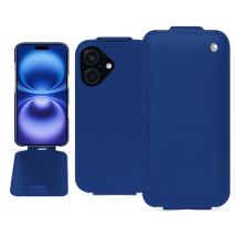 Funda de piel Apple iPhone 16 - Solapa vertical - Azul - Piel lisa - Nuevo