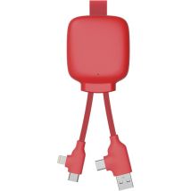 Xoopar Cable Multiconector USB 4 en 1 - Cargador Universal y Batería Externa 3000 mAh en Plástico Reciclado Gamma Lite Rojo - Nuevo