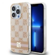 Funda DKNY para iPhone 15 Pro Max 6.7 Funda rígida rosa IML Checkered Mono Pattern & Printed Stripes MagSafe - Nuevo
