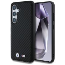 Étui BMW Leather Carbon MagSafe pour Samsung Galaxy S25 noir