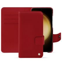 Funda de piel Samsung Galaxy S23+ - Solapa billetera - Rojo - Piel lisa - Nuevo