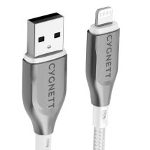 CYGNETT Cable Lightning a USB-A 2,4A 12W blindado de carga y sincronización serie 2m Blanco - Nuevo