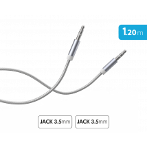 Force Power Audio Jack 3.5mm to Jack 3.5mm Reinforced Woven Nylon Cable 1,2m Blanco - Nuevo