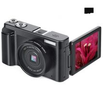 Fotocamera digitale da 48 MP, HD 1080p, zoom 16x, schermo ribaltabile, scheda di memoria da 32 GB - Nuovo