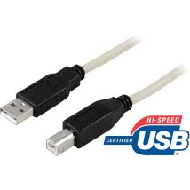 Deltaco USB-230 cable USB USB 2.0 3 m USB A USB B Gris - Nuevo