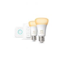 Kit de inicio para bombilla LED PHILIPS Hue White connected - 10,5 W - Juego de 2 E27 con mando a distancia Hue - Nuevo