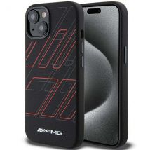 Étui AMG pour iPhone 15 Plus 6.7 noir étui rigide Silicone Large Rhombuses Pattern MagSafe