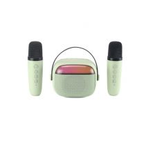 WE KIDS Mini altoparlante karaoke LED + maniglia, BT 5.4, ricaricabile, 2 microfoni con 5 suoni, verde - Nuovo