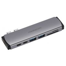 Mediacom MD-M201 base para portátil y replicador de puertos Alámbrico USB 3.2 Gen 1 (3.1 Gen 1) Type-C Aluminio - Nuevo