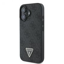 Étui Guess pour iPhone 16 6.1 noir étui rigide Leather Metal Logo Strass Crossbody