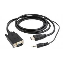 Gembird CC-DP-HDMI-5M adaptador de cable de vídeo HDMI + 3.5mm VGA (D-Sub) Negro - Nuevo