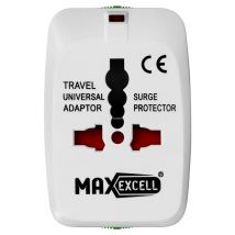 Adaptador Toma Universal EU / USA / UK / AUS Luz LED Max Excell Blanco - Nuevo