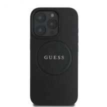 Guess pour iPhone 16 Pro Max 6.9 noir étui rigide Grained Ring MagSafe