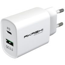 Caricatore di rete Akashi 20W USB-A Quick Charge 3.0 Bianco - Nuovo
